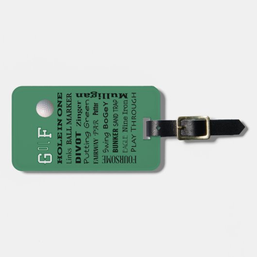 GOLF-Typografie Personalisiert Gepäckanhänger (Vorderseite horizontal)