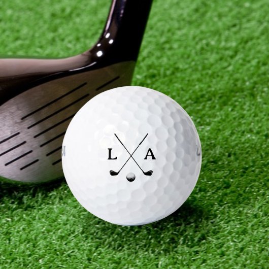 Golf Typografy Modern Initials Clubs & Ball