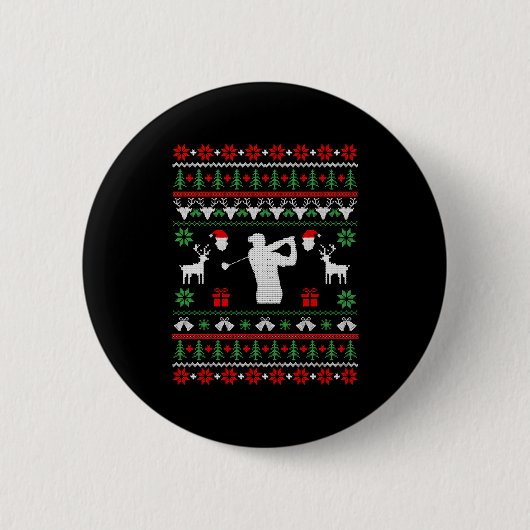 Golf Ugly Christmas Sweater Button (Vorderseite)