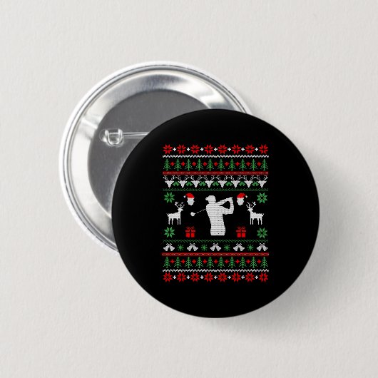 Golf Ugly Christmas Sweater Button (Vorne & Hinten)
