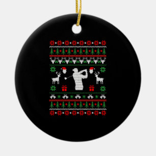 Golf Ugly Christmas Sweater Keramik Ornament