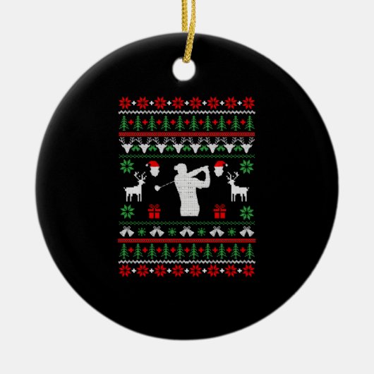 Golf Ugly Christmas Sweater Keramik Ornament (Vorne)