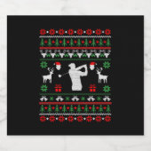 Golf Ugly Christmas Sweater Schaumweinetikett (Einzelnes Label)