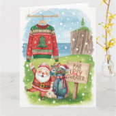 Golf Ugly Sweater Christmas Party  Karte (Gelbe Blume)