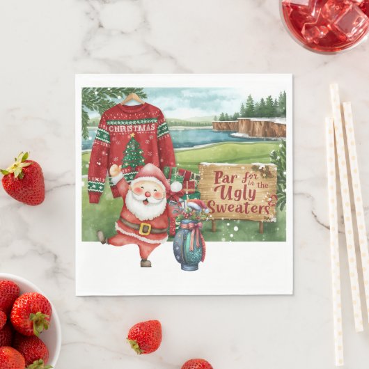 Golf Ugly Sweater Christmas Party  Serviette (Beispiel)
