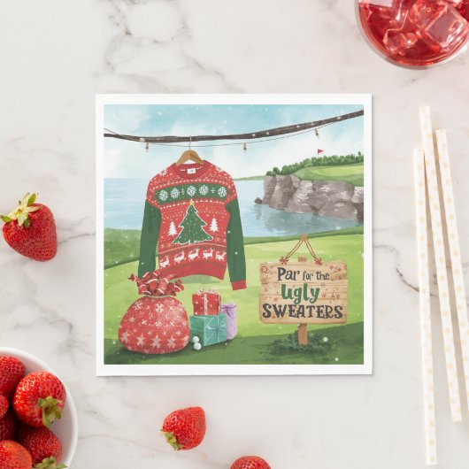 Golf Ugly Sweater Christmas Party  Serviette (Beispiel)