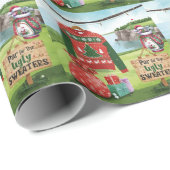 Golf Ugly Sweater Christmas Party with Santa Claus Geschenkpapier (Rolleneckpunkt)