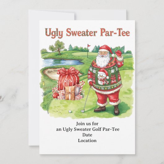 Golf Ugly Sweater Weihnachtskarte Party Einladung (Vorderseite)