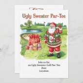 Golf Ugly Sweater Weihnachtskarte Party Einladung (Vorne/Hinten)