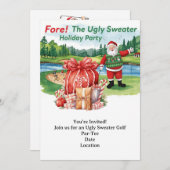 Golf Ugly Sweater Weihnachtskarte Party Einladung (Vorne/Hinten)