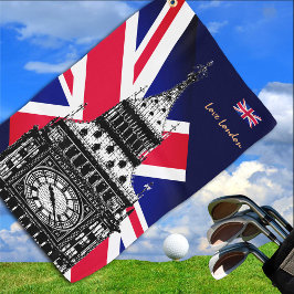 Golf UK & British Flag, Big Ben, London Union Jack Golfhandtuch