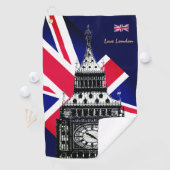 Golf UK & British Flag, Big Ben, London Union Jack Golfhandtuch (Insitu)