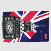 Golf UK & British Flag, Big Ben, London Union Jack Golfhandtuch (Horizontal)