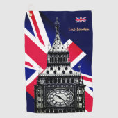 Golf UK & British Flag, Big Ben, London Union Jack Golfhandtuch (Vorderseite)