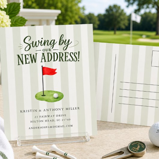 Golf Umzugsankündigung Postkarte