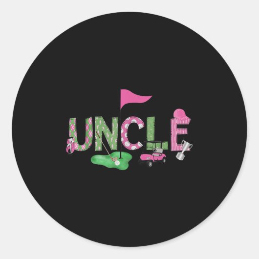 Golf Uncle Nk Hole In One Golf 1st Birthday Girl Runder Aufkleber (Vorderseite)