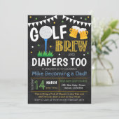 Golf- und Beer-Baby-Dusche - Einladung (Stehend Vorderseite)