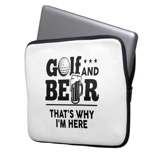Golf und Bier Deshalb bin ich hier Laptopschutzhülle (Vorderseite Links)