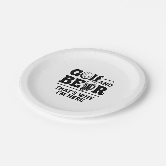 Golf und Bier Deshalb bin ich hier Pappteller (Schrägansicht)