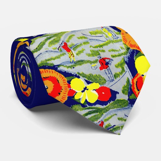 Golf und Blumen Druck Krawatte (Gerollt)