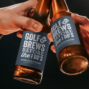 Golf und Brauen bevor ich's Bachelor-Party Bierflaschenetikett