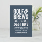 Golf und Brauen bevor ich's Bachelor-Party Einladung (Stehend Vorderseite)