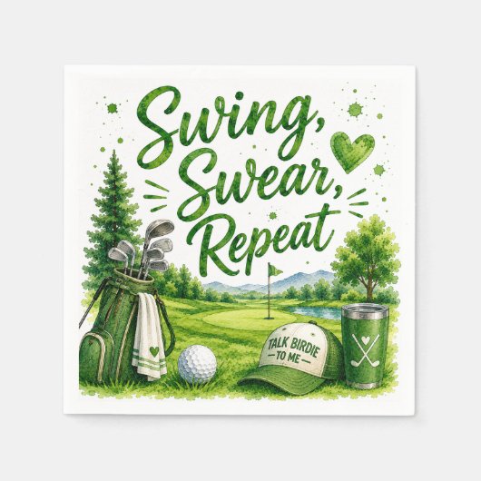Golf und Kichern Lustige Golf-Wasserfarben-Serviet Serviette (Vorderseite)