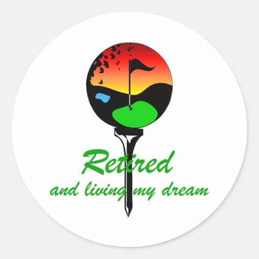 Golf und Ruhestand Runder Aufkleber (Vorderseite)