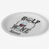 Golf und Wein, deshalb bin ich hier für Golfer Pappteller (Schrägansicht)