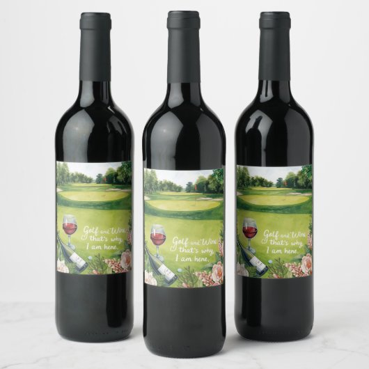 Golf und Wein deshalb bin ich hier Weinetikett (Flaschen)
