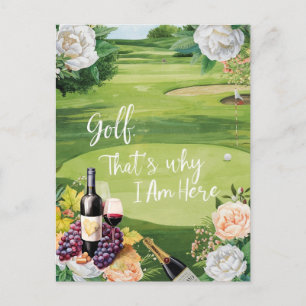 Golf und Wein für Golfer auf dem Golfplatz Postkarte
