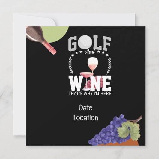 Golf- und Weinpaarungen Party für Golfer Save The Date (Vorderseite)