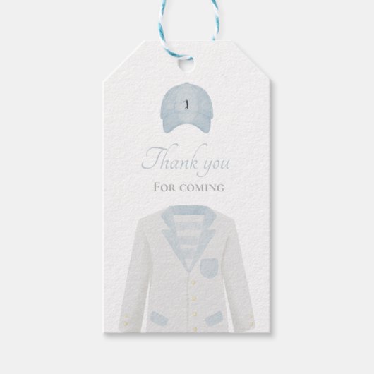 Golf Uniform Babydusche Dank Geschenkmarke Geschenkanhänger (Vorderseite)