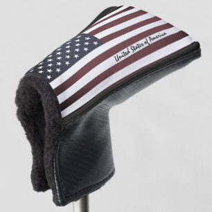 Golf USA & American Flag /Staaten Golf Clubs Cover Headcover