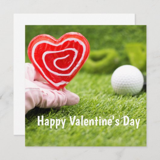 Golf Valentines mit Liebe Tee mit Herz auf Grün (Vorne/Hinten)