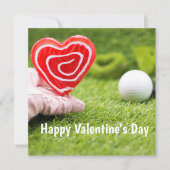 Golf Valentines mit Liebe Tee mit Herz auf Grün (Vorderseite)