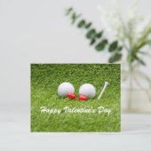 Golf Valentine's zwei Golfbälle Liebe Herz Postkarte (Stehend Vorderseite)