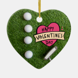 Golf Valentinstag mit Ball für Golfer Keramik Ornament