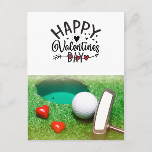 Golf Valentinstag mit Golfbälle für Golfer Postkarte