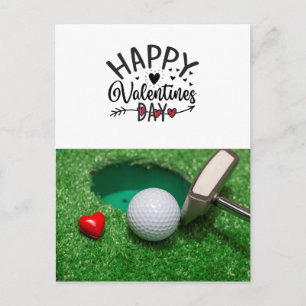 Golf Valentinstag mit Golfbälle für Golfer Postkarte