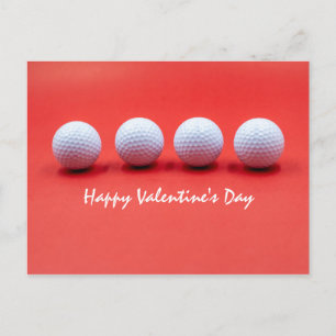 Golf Valentinstag mit Golfbälle sind auf rot Postkarte