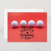 Golf Valentinstag mit Golfbälle sind auf rot Postkarte (Vorne/Hinten)