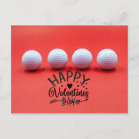 Golf Valentinstag mit Golfbälle sind auf rot