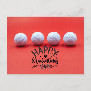 Golf Valentinstag mit Golfbälle sind auf rot Postkarte