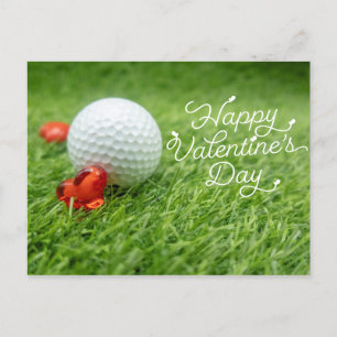 Golf Valentinstag mit Kugel für Golfer Feiertagspostkarte