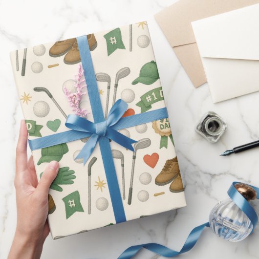 Golf Vater mit Golf-Ausrüstung mit Fahne für Golfe Geschenkpapier (Schenken)