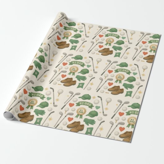 Golf Vater mit Golf-Ausrüstung mit Fahne für Golfe Geschenkpapier (Ungerollt)