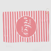 Golf Vibes Nur Korallenweiße Streifen Typografie Golfhandtuch (Horizontal)