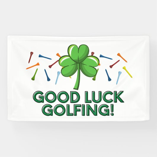 Golf viel Glück Golfen mit Kleeblatt St. Patrick's Banner (Horizontal)