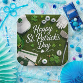 Golf Viel Glück  mit Kleeblatt St. Patrick's Day   Pappteller (Party)
